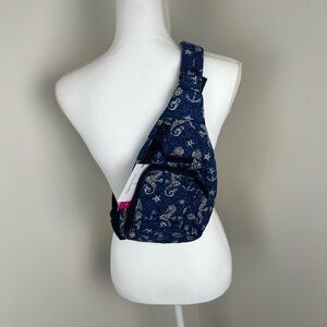 NWT Vera Bradley Navy Blue Seahorse Patterned Crossbody Sling Bag